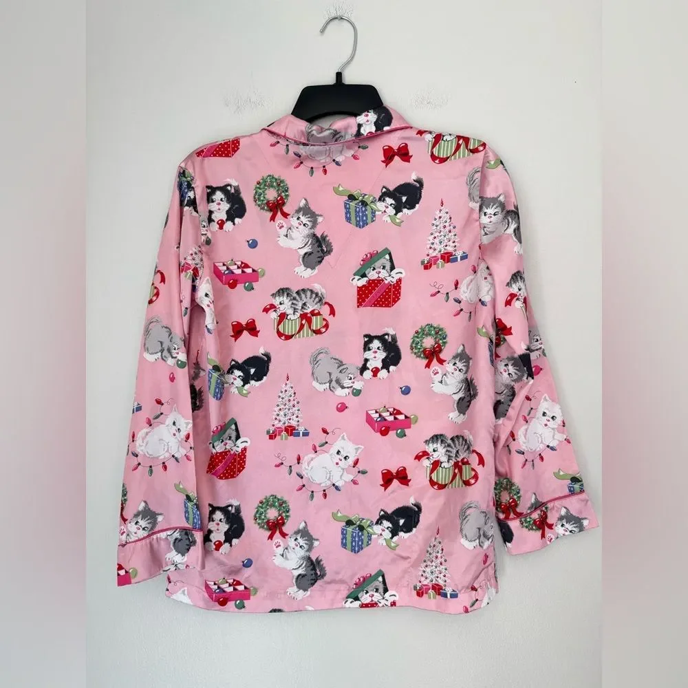 Nick and Nora Christmas Cats Pajama Top - Girls Large